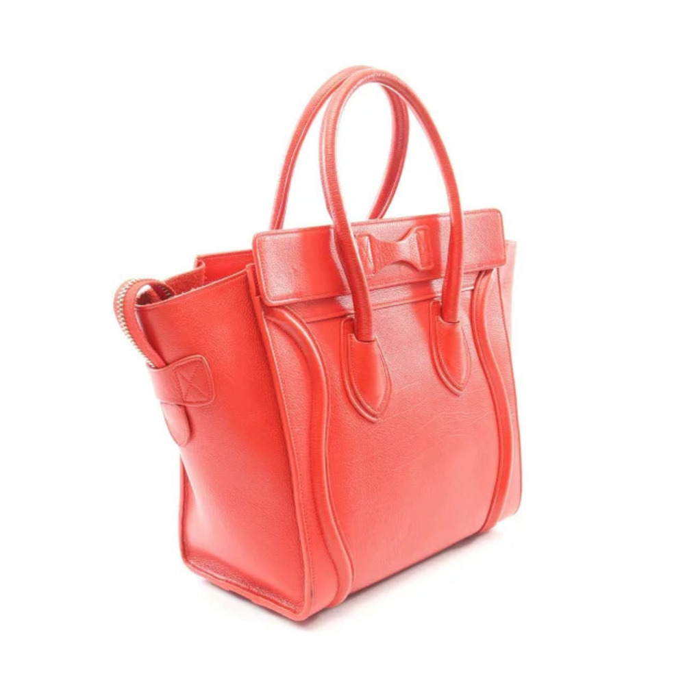 Celine Tote Red Luggage Leather Shopper Bag Red
